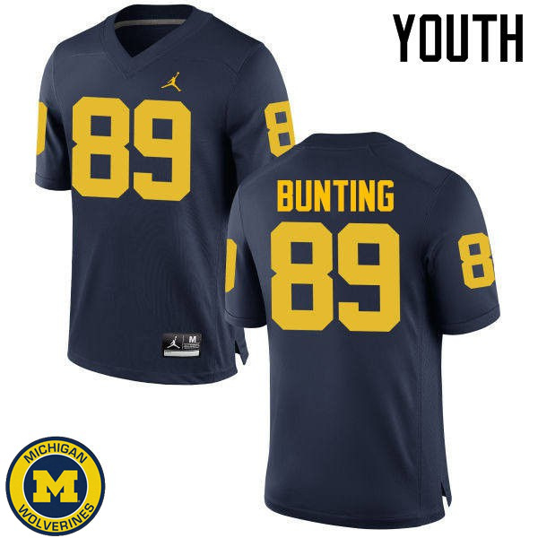 Youth Michigan Wolverines #89 Ian Bunting Navy College Game Jersey